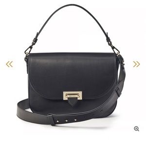 Aspinal of London Slouchy Saddle Bag (Satchel) in Black Smooth Leather
